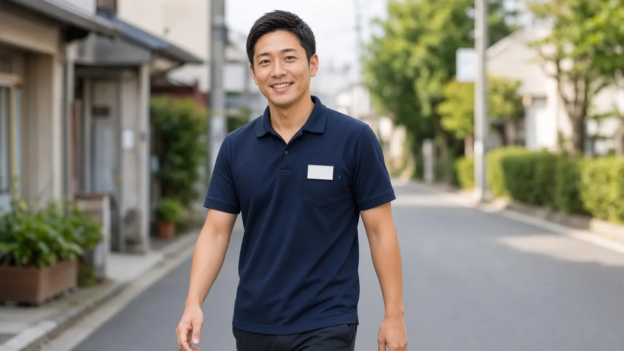 道を歩きながら宮城の街を訪ねる元気な30代スタッフ